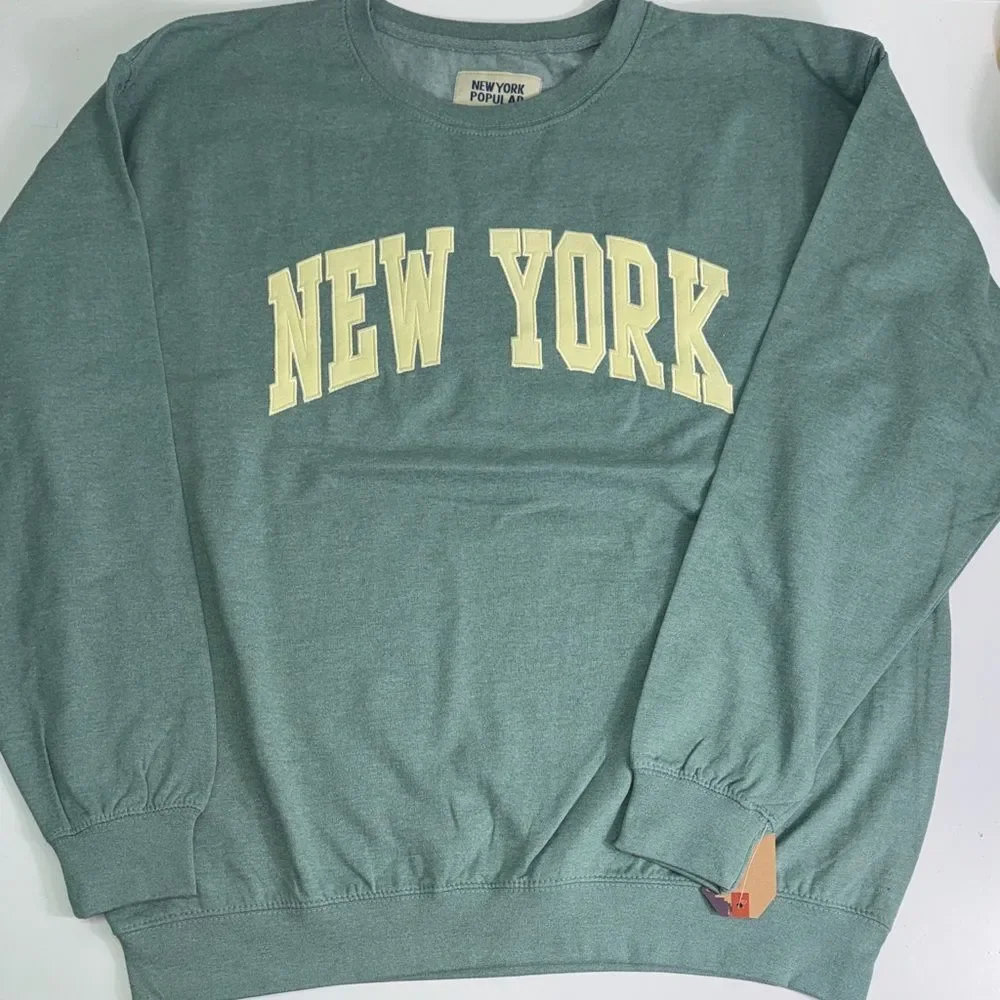 New York Green Crewneck Sweatshirt by New York Popular
